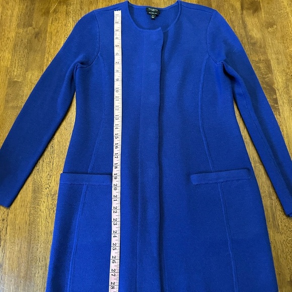 Talbots 100% Merino Wool Women's Blue Button-Up Duster/Sweater - Picture 7 of 8